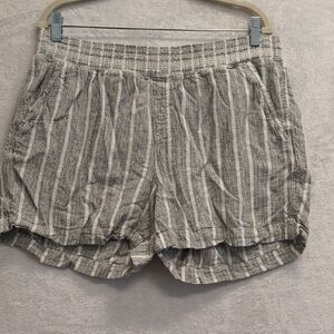 BRIGGS Women's Gray & White Striped‎ Linen Blend Shorts Size XL